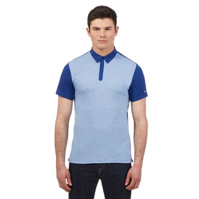 Ben Sherman Blue dogtooth print jacquard polo shirt